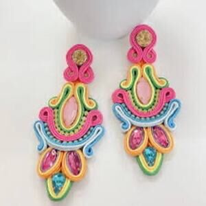 Treasure Jewels Clara Beaded Statement Earrings Multicolor Boutique Boho Chic‎